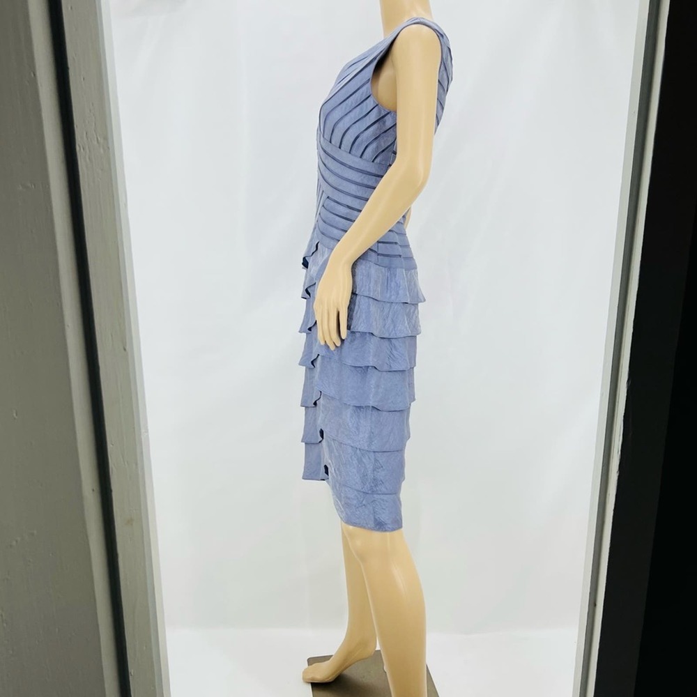 Adrianna Papell Blue Gray Metallic Ruffle Dress - Picture 9 of 15